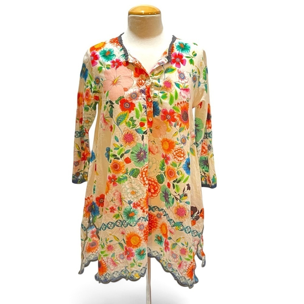 SOLD!! LOIS!!! On posh live Johnny Was Women's Mala Cotton Tunic Embroidered Hem